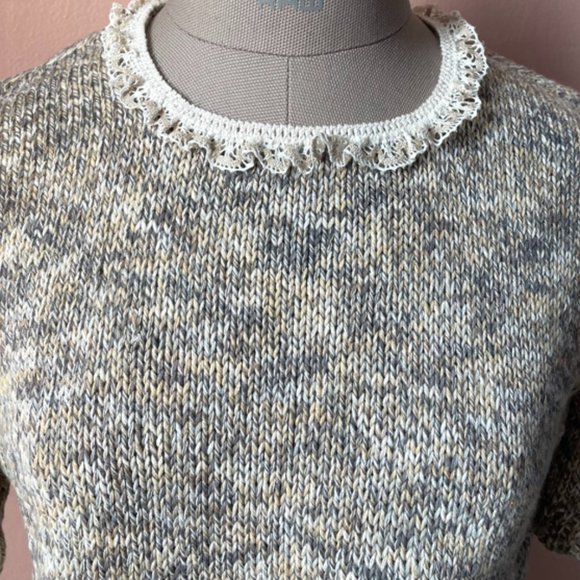 new oatmeal 100% cotton handmade cardigan - Picture 5 of 9